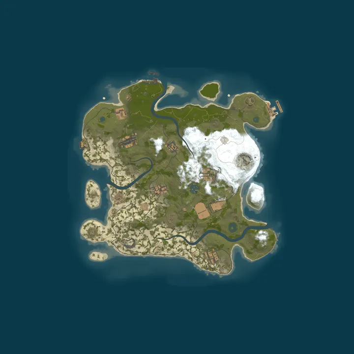 Map of  Rust with noobs solo-duo